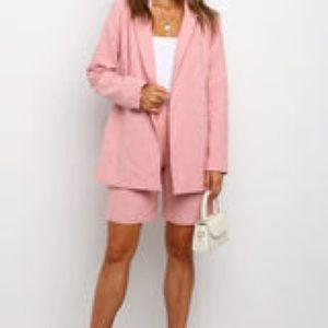 Petal and Pup pink linen blazer and shorts set
